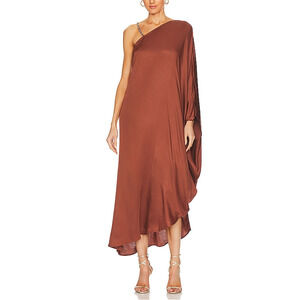 L'Agence 'Kerry' Brown Satin Kaftan Dress Size S